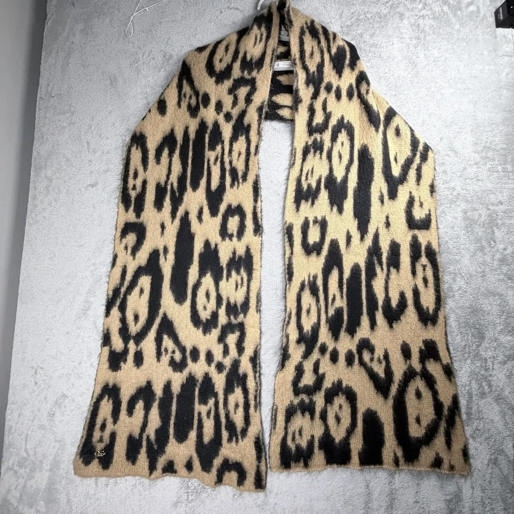 Betsey Johnson Leopard Print Scarf Tan Black Cozy Soft Statement‎ Wrap OS
